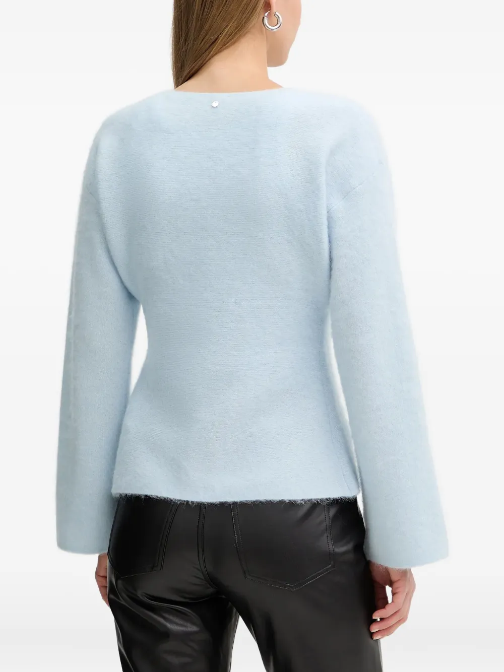 Hugo Boss Tie-front Flared-sleeves Cardigan In Blue