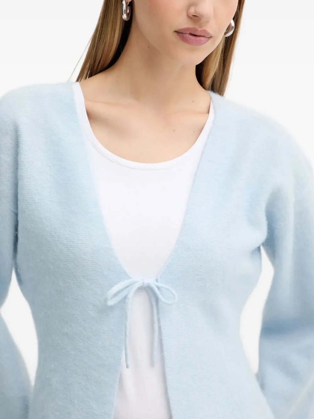 Hugo Boss Tie-front Flared-sleeves Cardigan In Blue