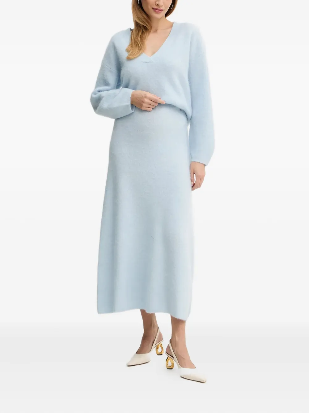 BOSS Fici midi-rok met A-lijn - Blauw