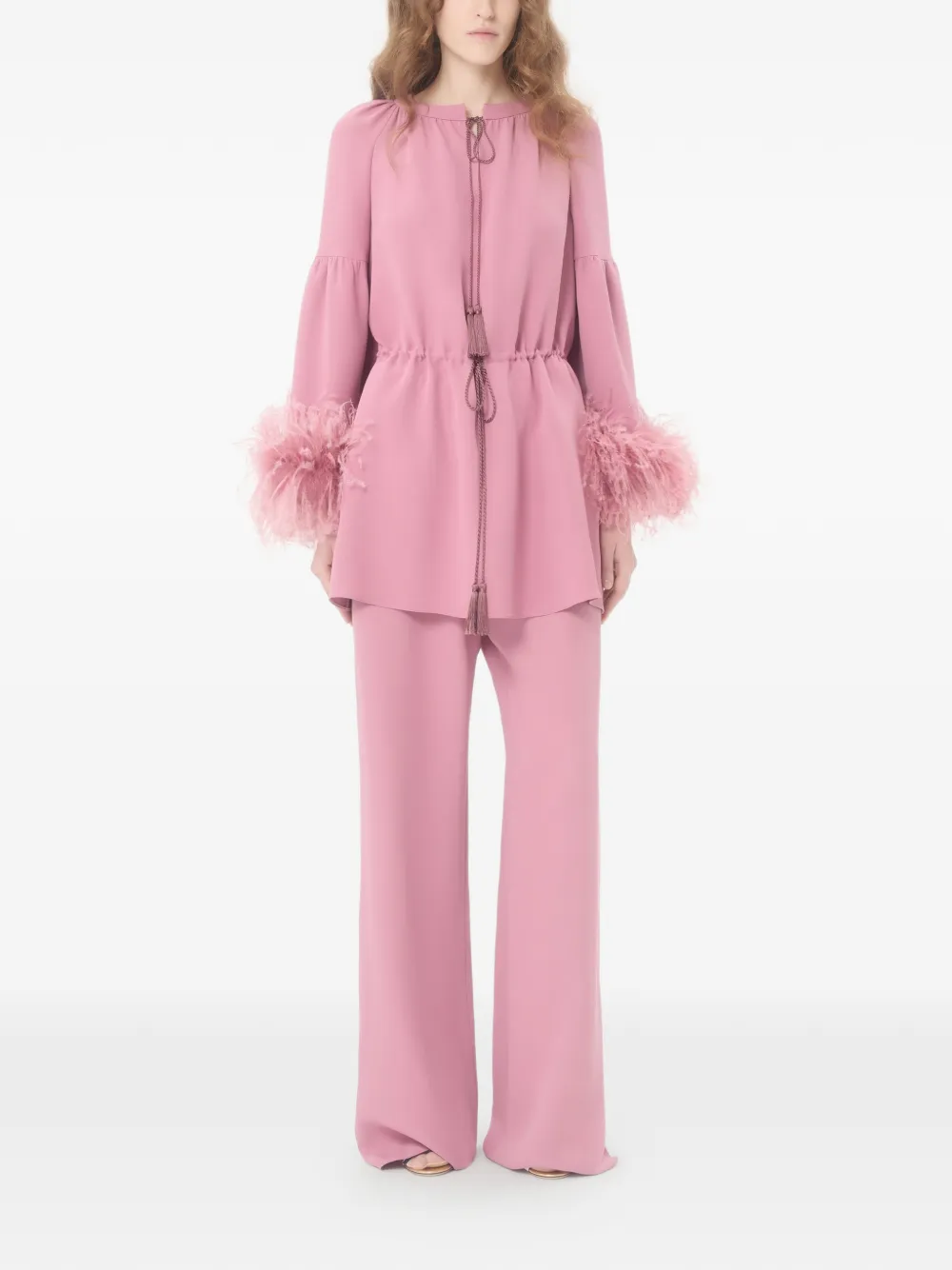 Cady Couture feather-trim blouse