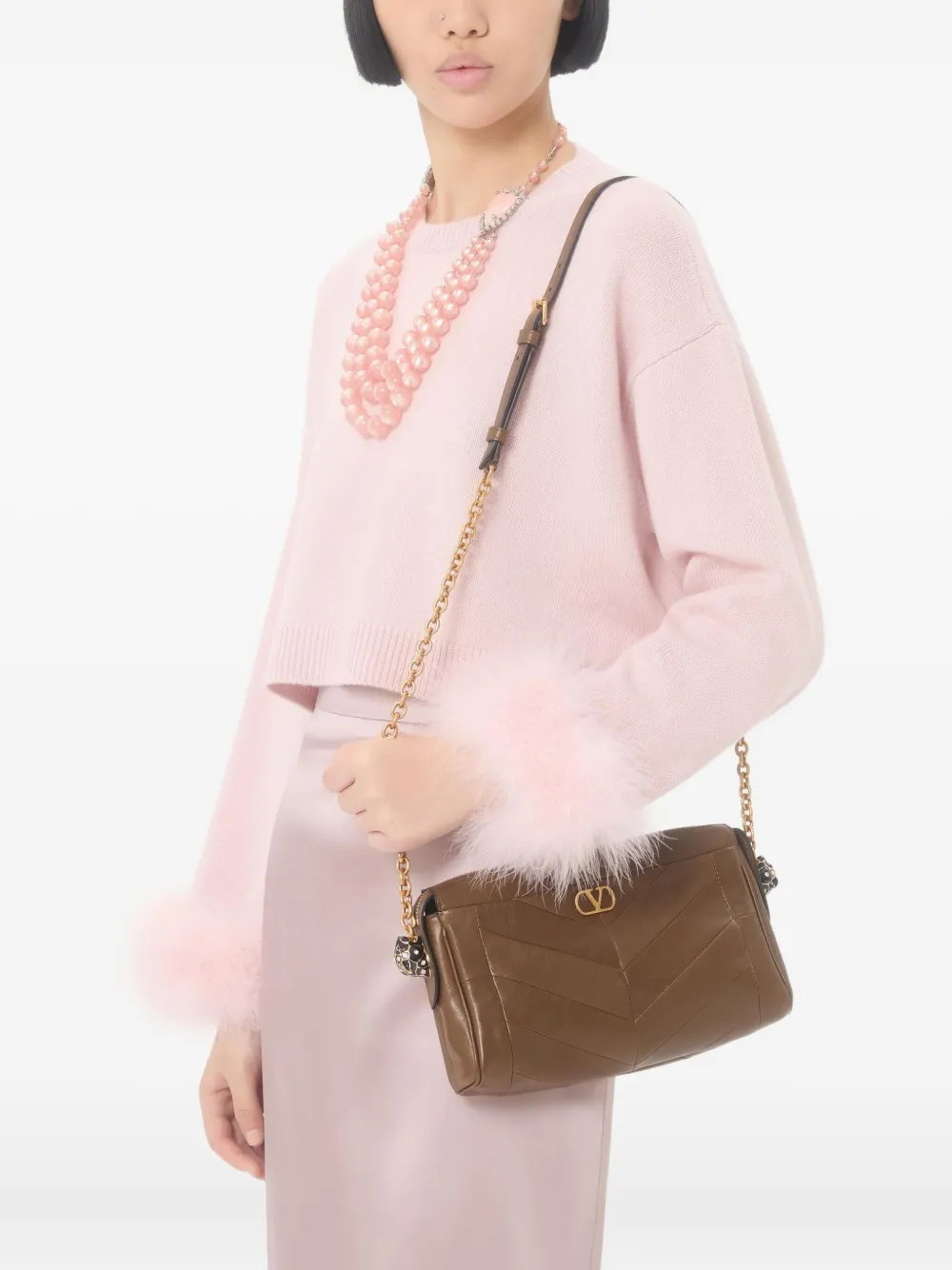 Valentino Garavani Kasjmier trui met veren detail Roze