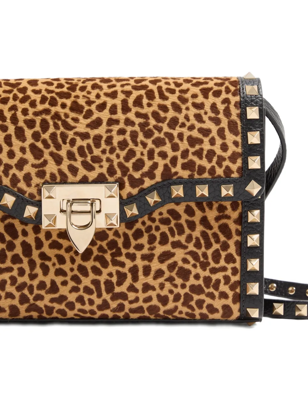 Valentino Garavani Rockstud Small Shoulder Bag In Pony-effect Calfskin With Animal Print In Multi