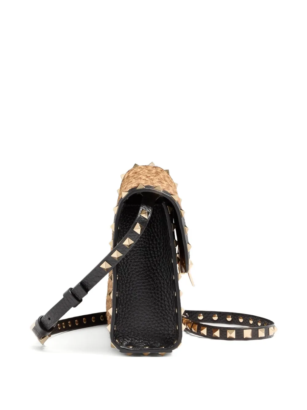 Valentino Garavani Rockstud Small Shoulder Bag In Pony-effect Calfskin With Animal Print In Multi