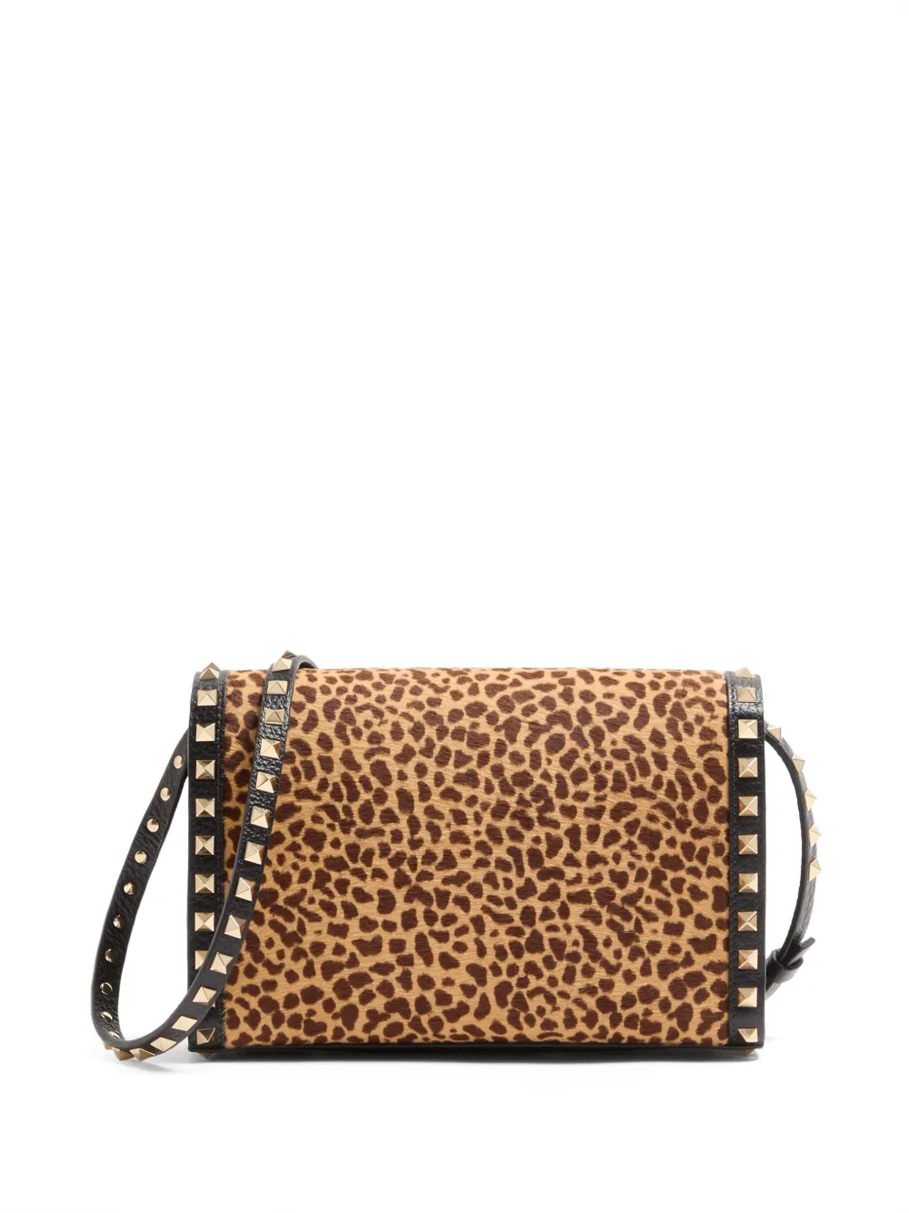 Valentino Garavani Kleine Rockstud schoudertas met dierenprint - Bruin