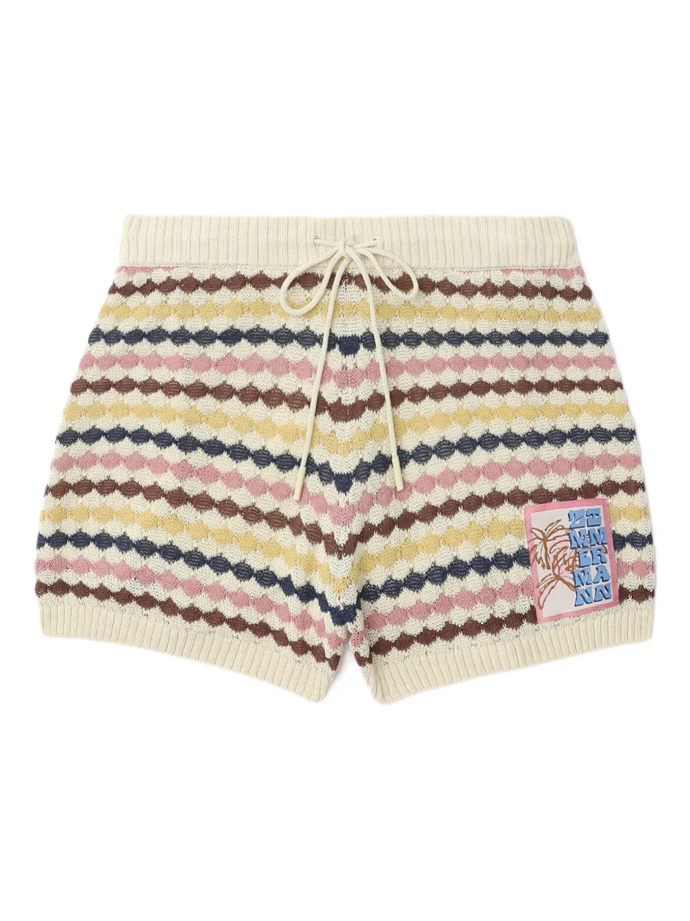 Zimmermann Zim Awaken Scallop Knit Short Multi Stripe In Multi