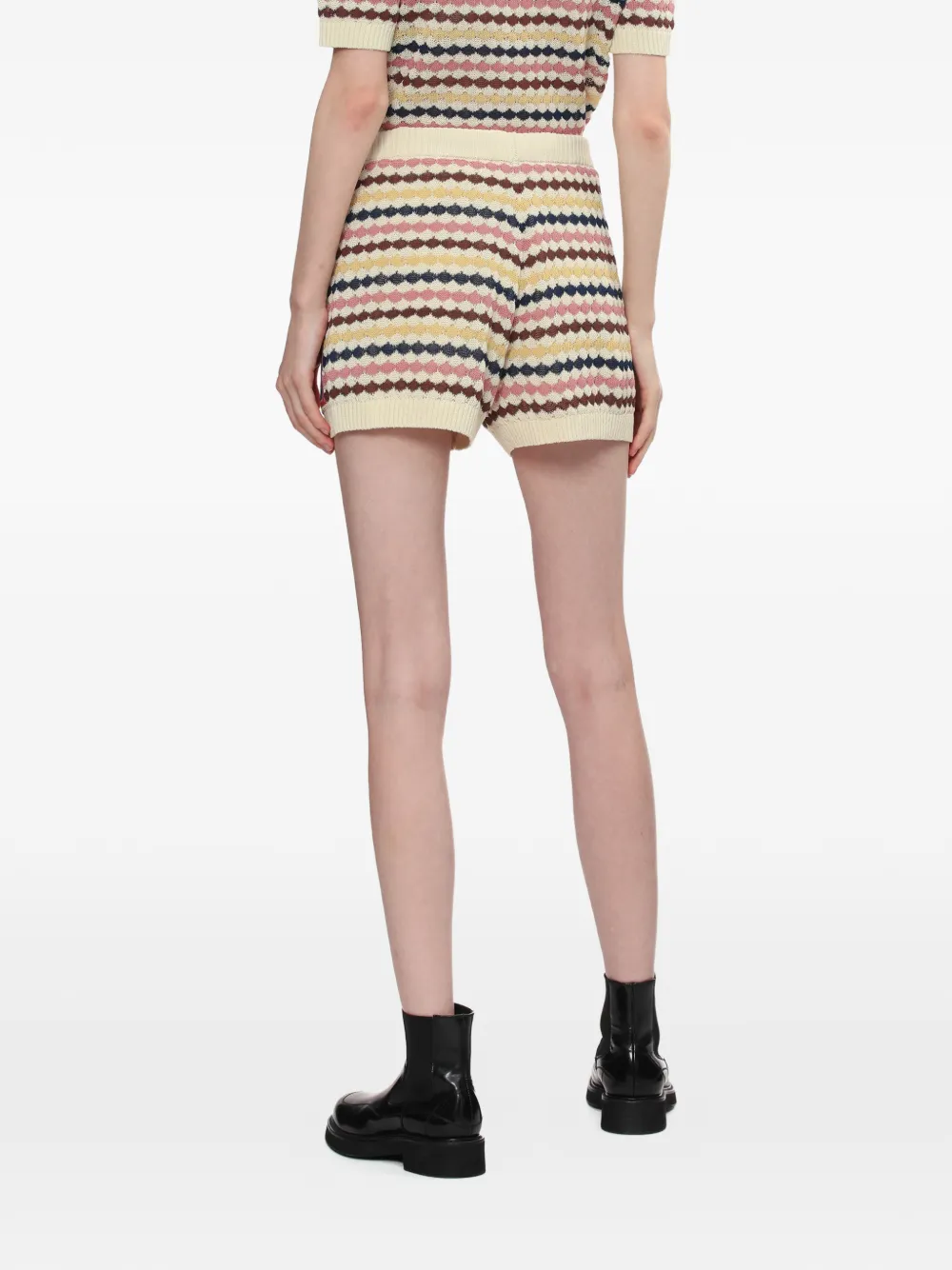 Zimmermann Zim Awaken Scallop Knit Short Multi Stripe In Multi