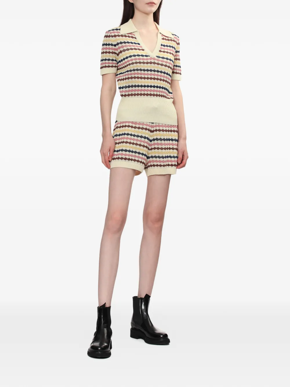 Zimmermann Zim Awaken Scallop Knit Short Multi Stripe In Multi