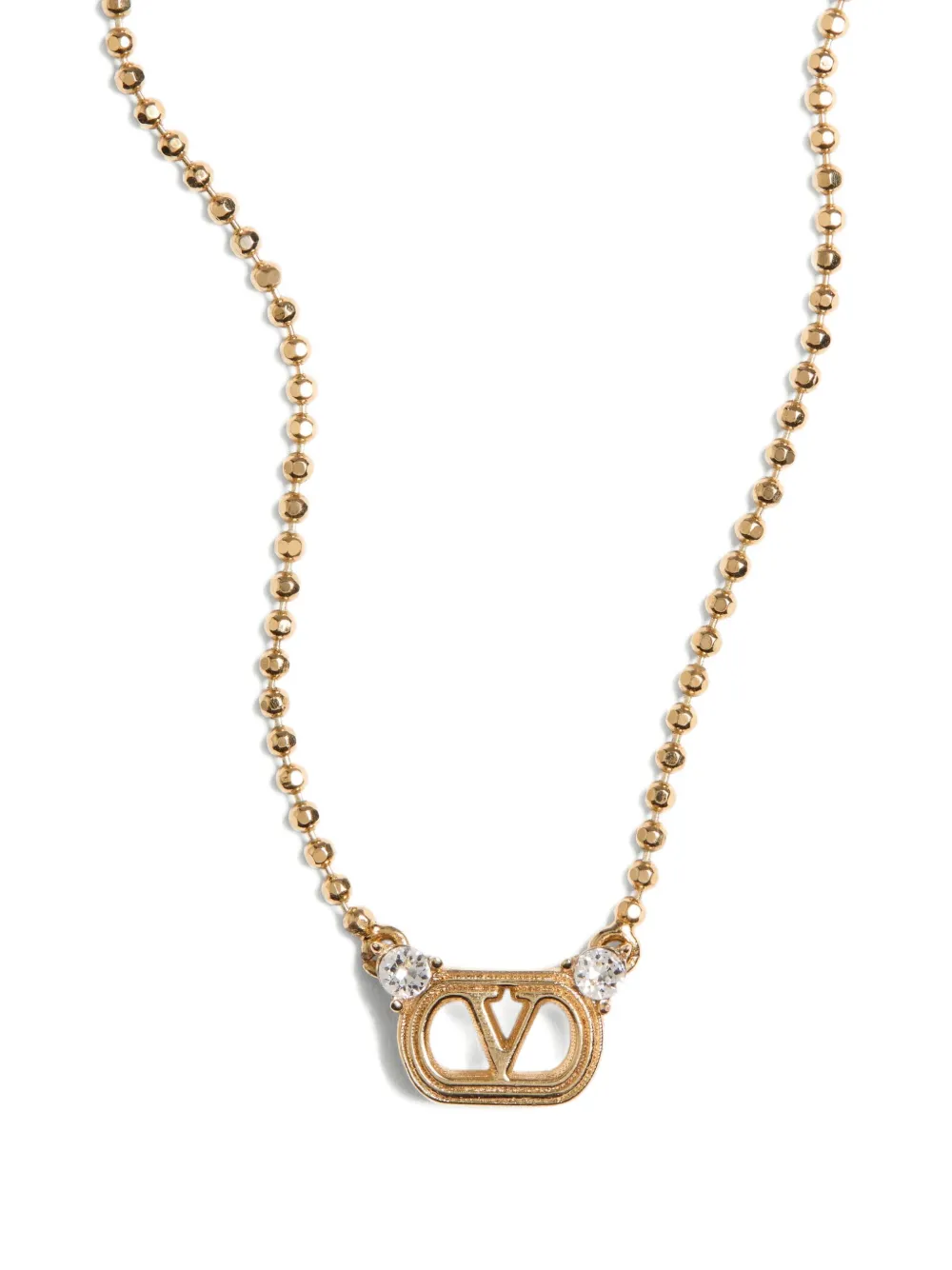 Valentino Swarovski Crystal-embellished Ovalette Necklace In Gold