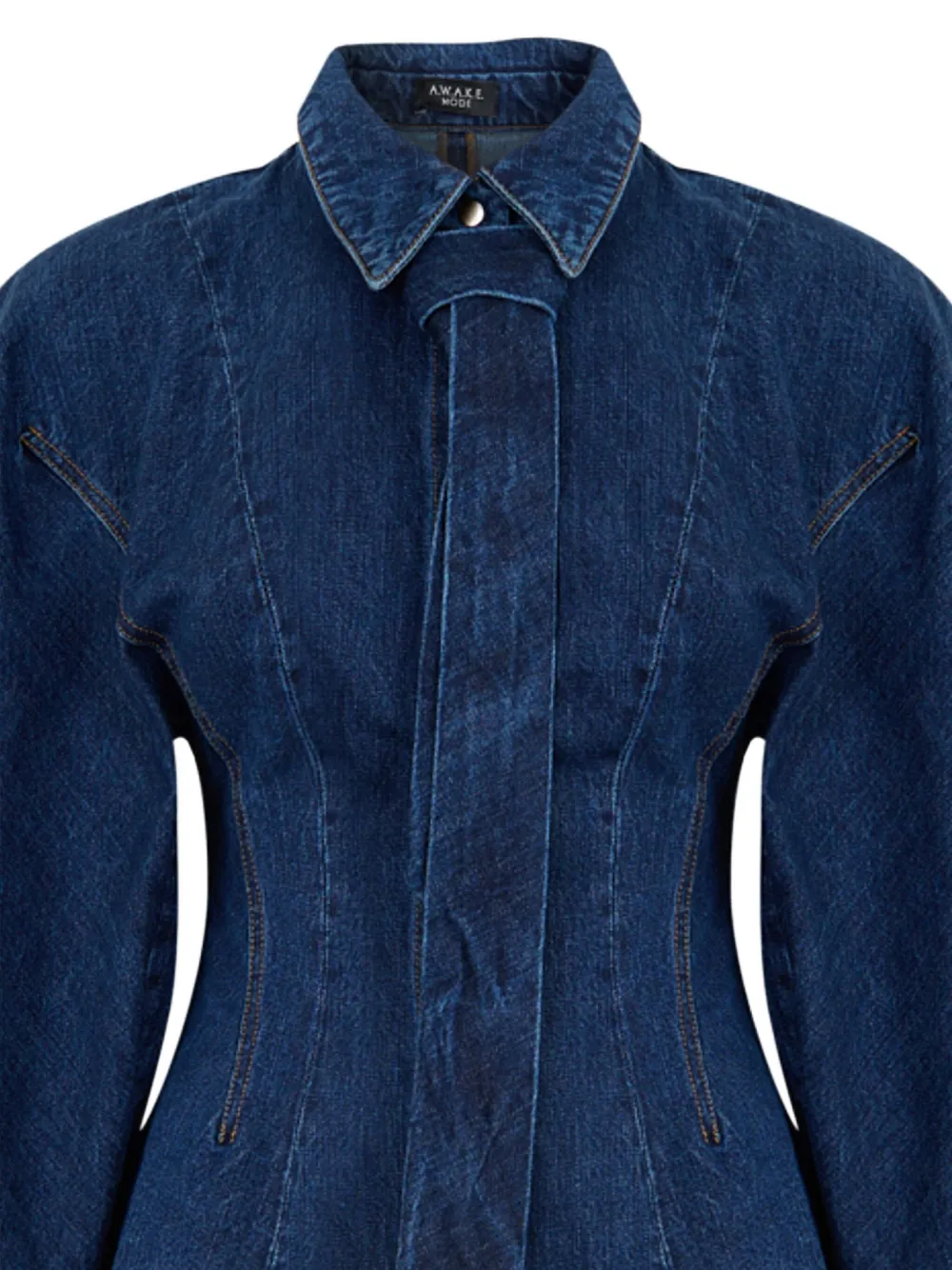 Balloon-Sleeve Denim Shirt