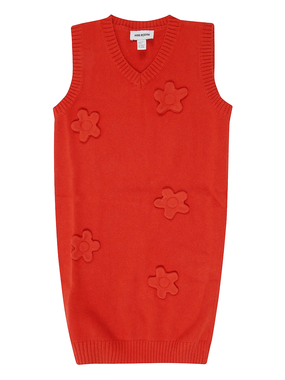 Mini Rodini flower-appliqué dress | Red | Image 1