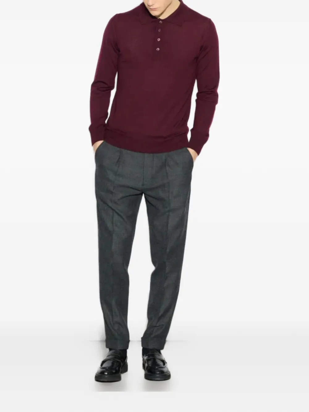 Paolo Pecora long-sleeved knitted polo shirt - Rood