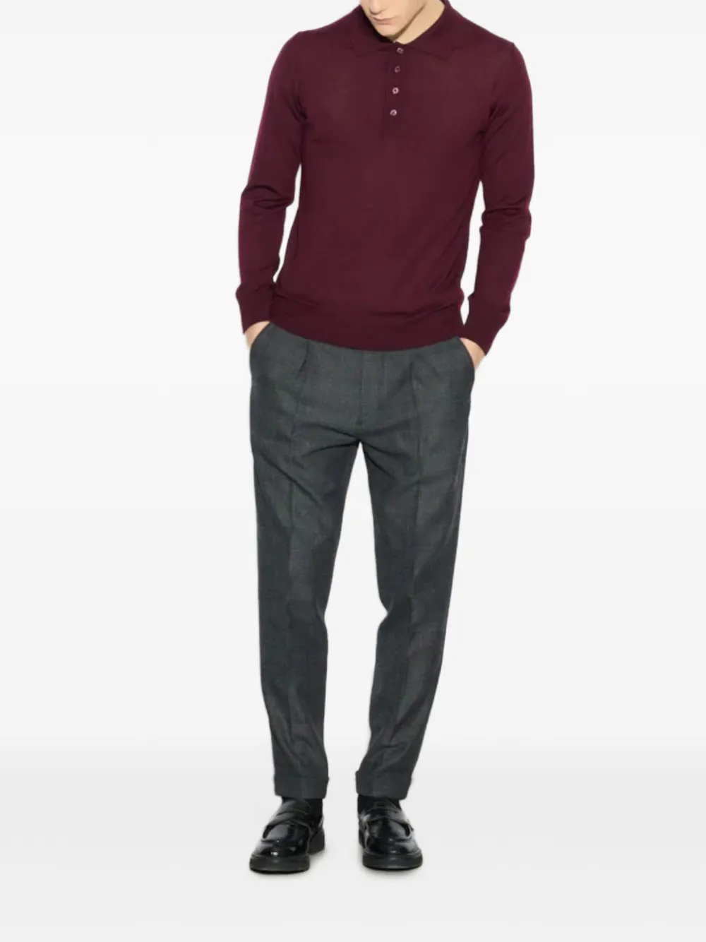 Paolo Pecora stickad långärmad pikétröja | Image 2