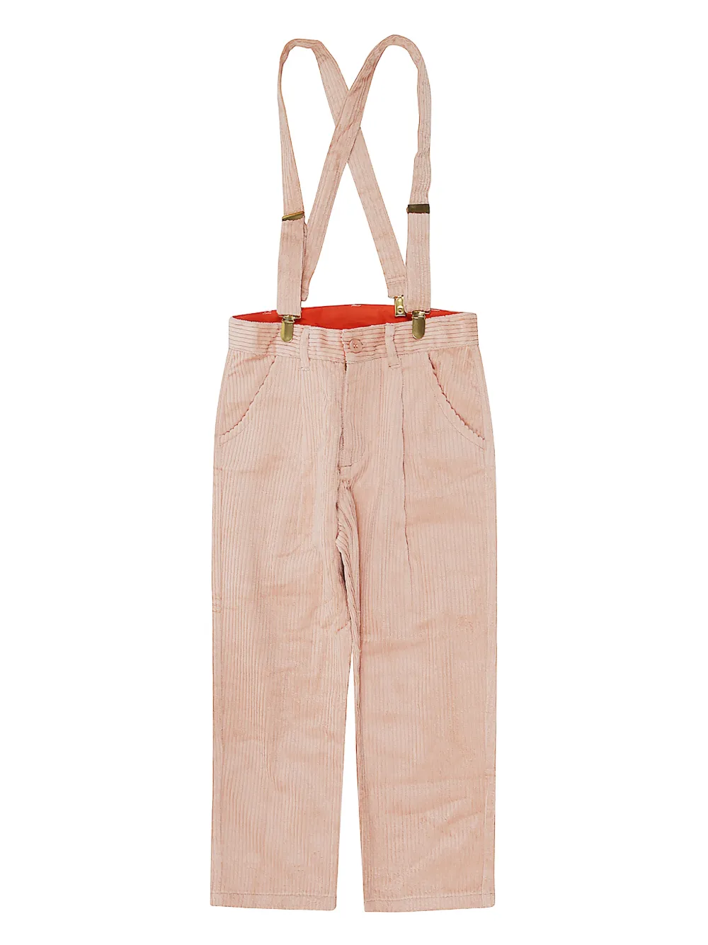 Mini Rodini clover corduroy suspender trousers | Pink | Image 1