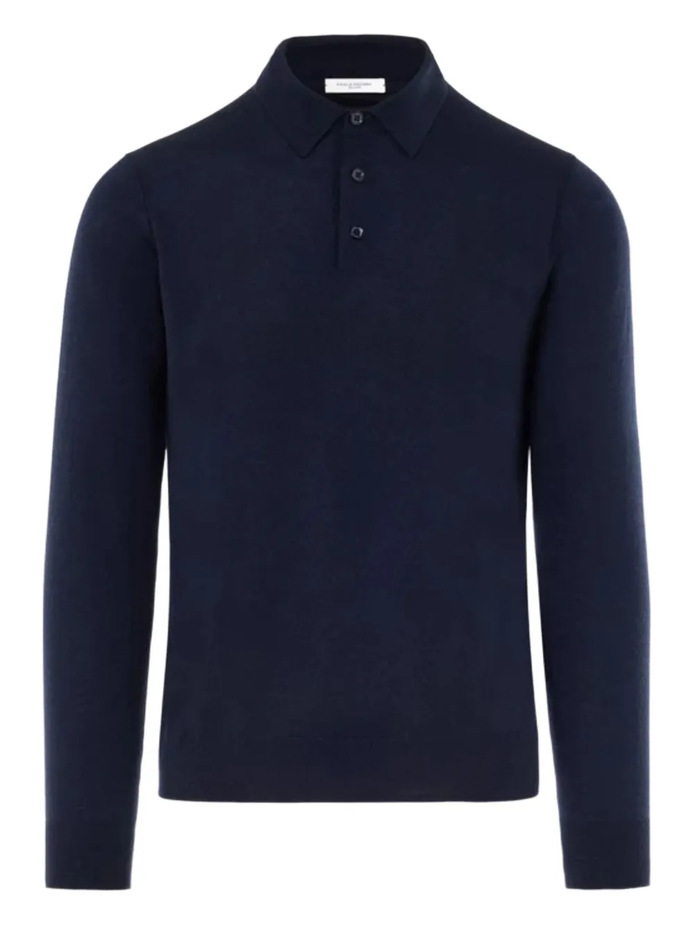 Paolo Pecora Long-sleeved Knitted Polo Shirt In Blue