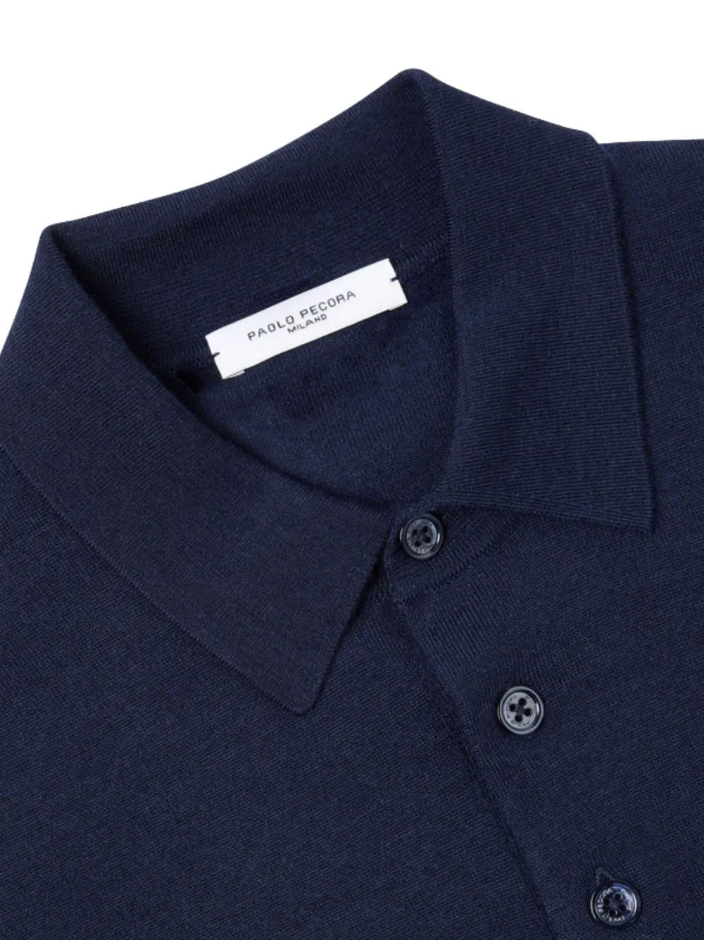 Paolo Pecora Long-sleeved Knitted Polo Shirt In Blue