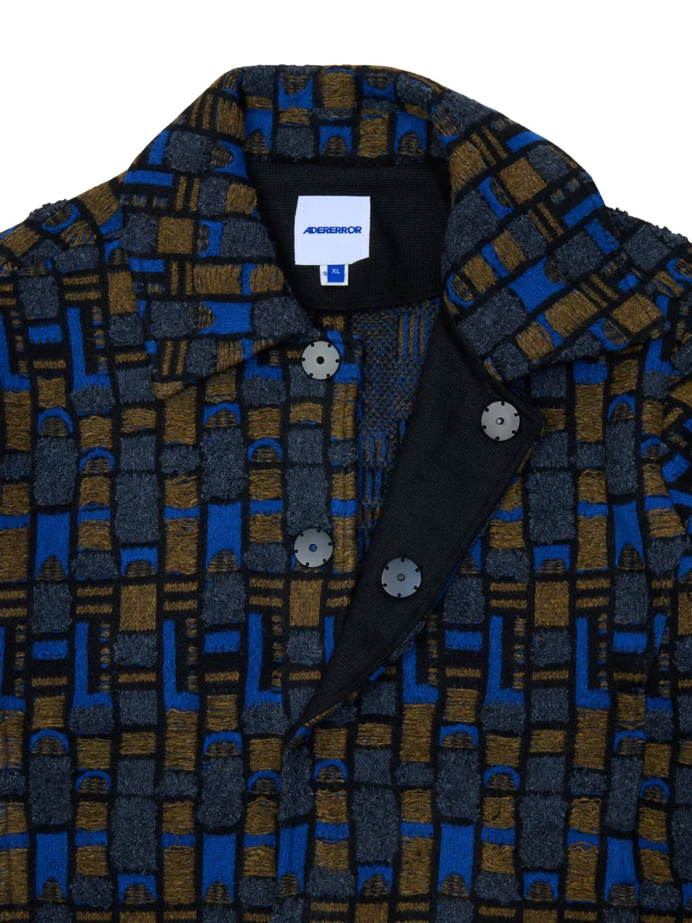 Ader Error Spread-collar Knit Jacket In Blue