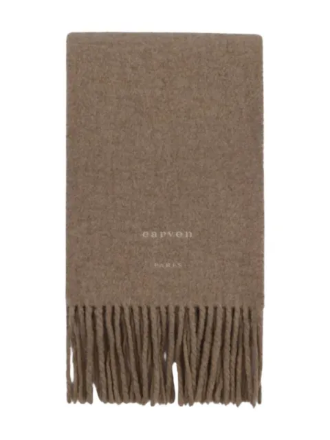 Carven embroidered-logo fringed scarf