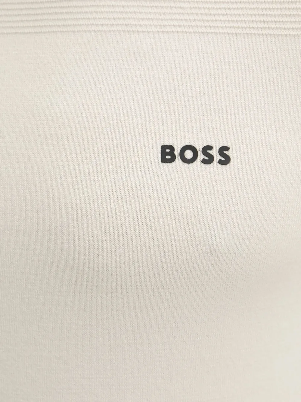 BOSS Ribgebreide trui met logo Beige