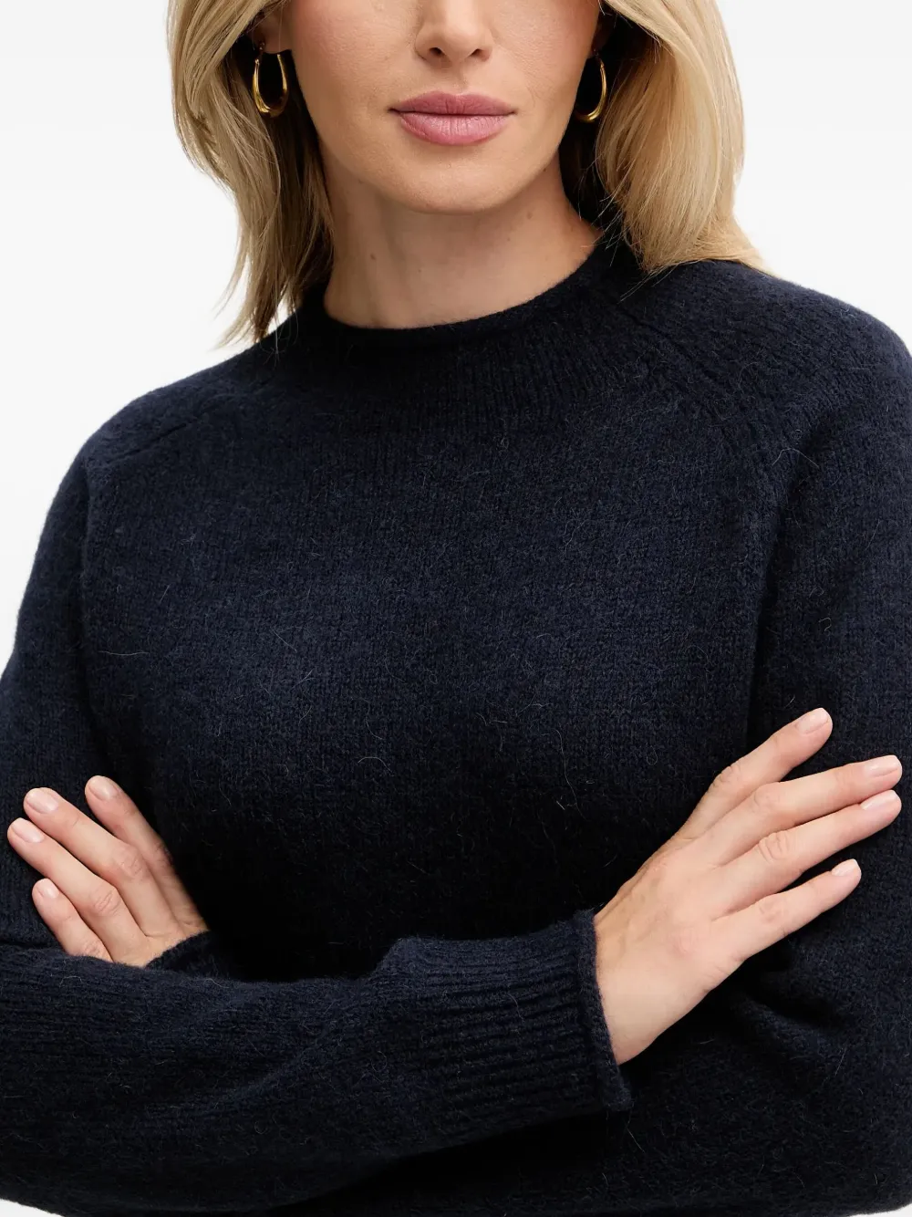 Hugo Boss Crew-neck Sweater In Stretch Fabric In Blue