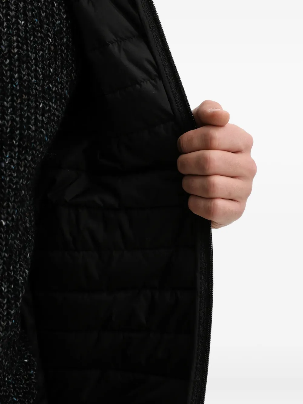 BOSS hooded quilted jacket Zwart