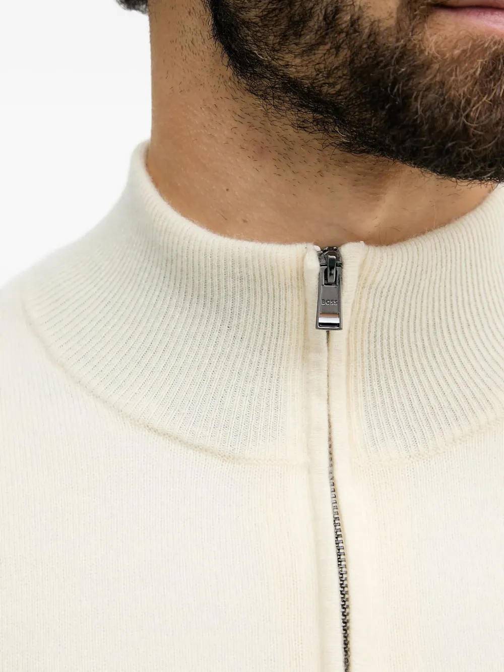 BOSS Trui met rits Beige