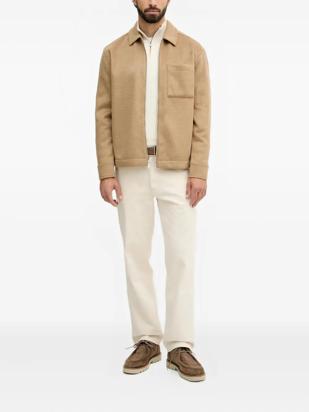 BOSS Trui met rits - Beige