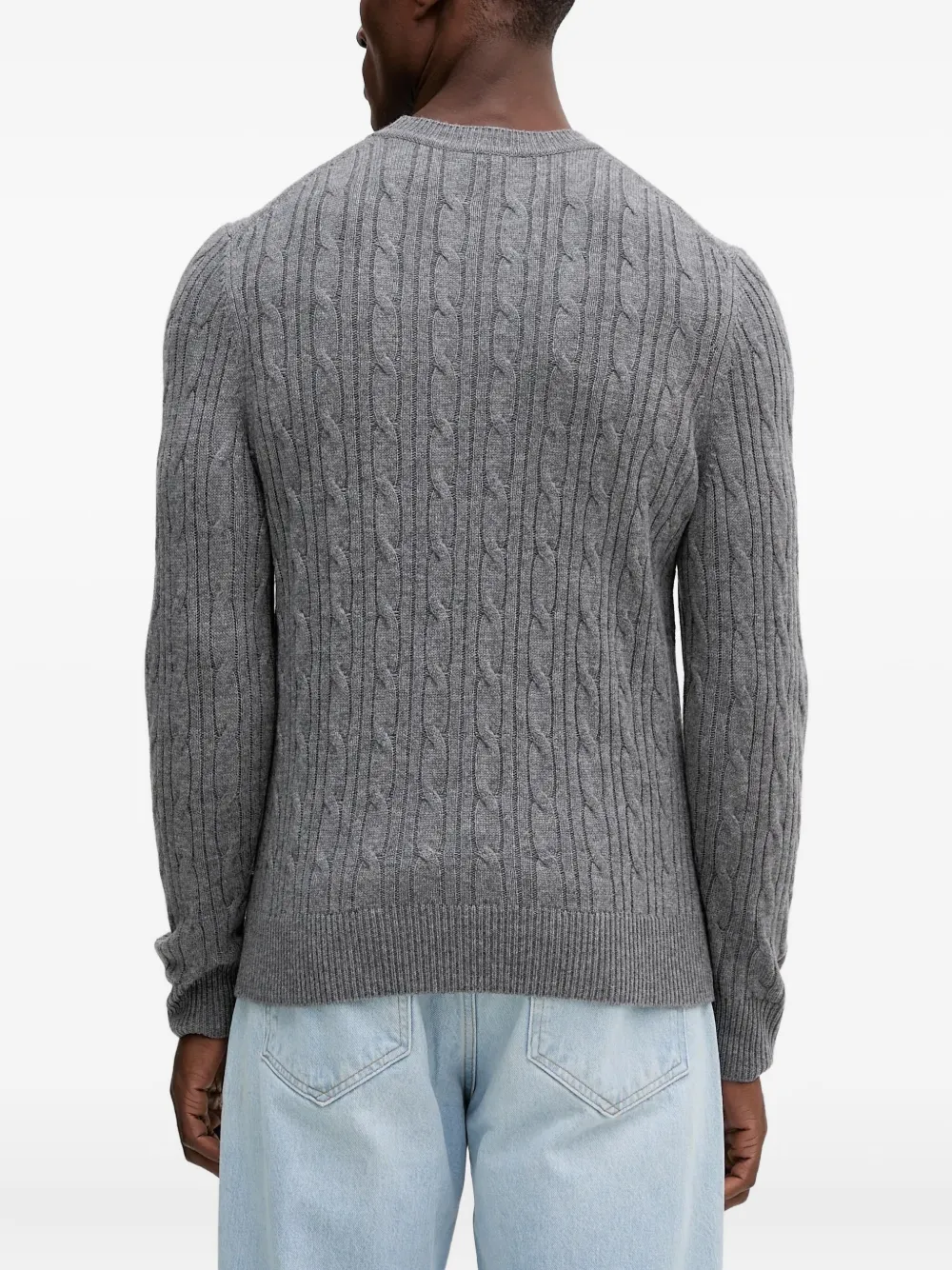 BOSS Kabelgebreide trui Grijs