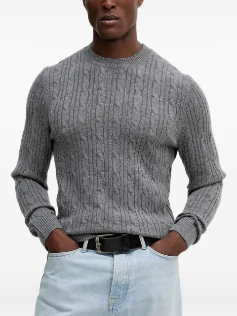 BOSS cable-knit crew-neck sweater