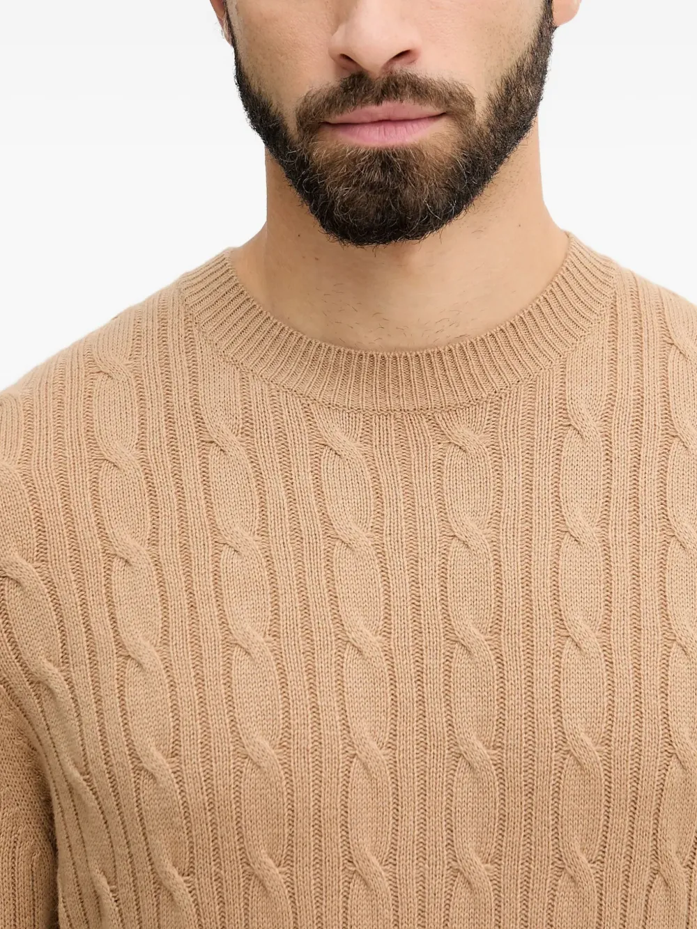 BOSS Kabelgebreide trui Beige