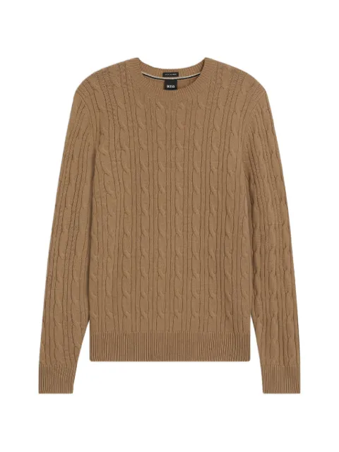BOSS cable-knit crew-neck sweater