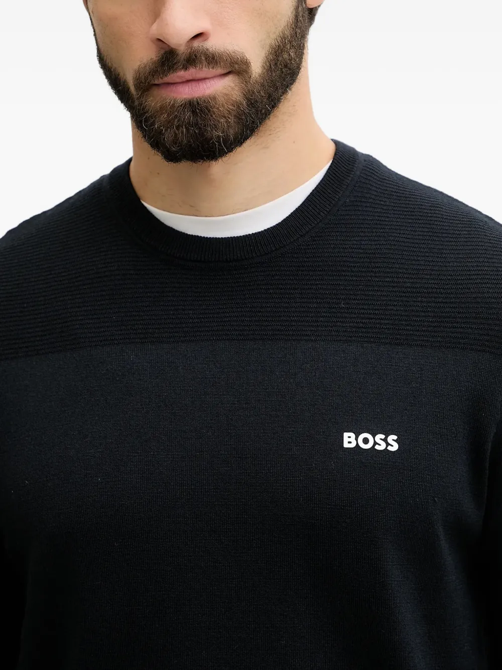 BOSS Trui met logodetail Zwart