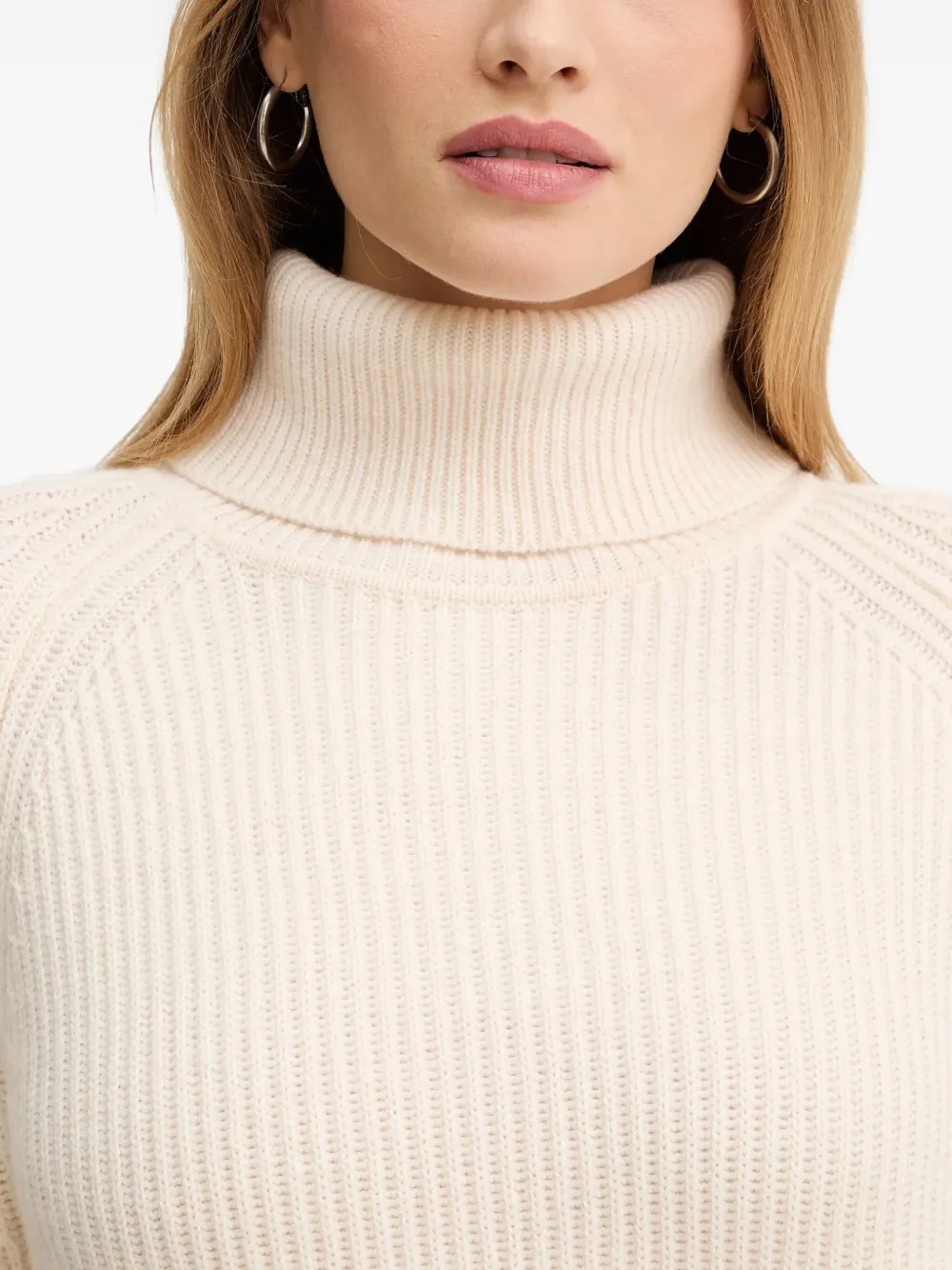 Hugo Boss Roll-neck Knitted Mini Dress In Neutral