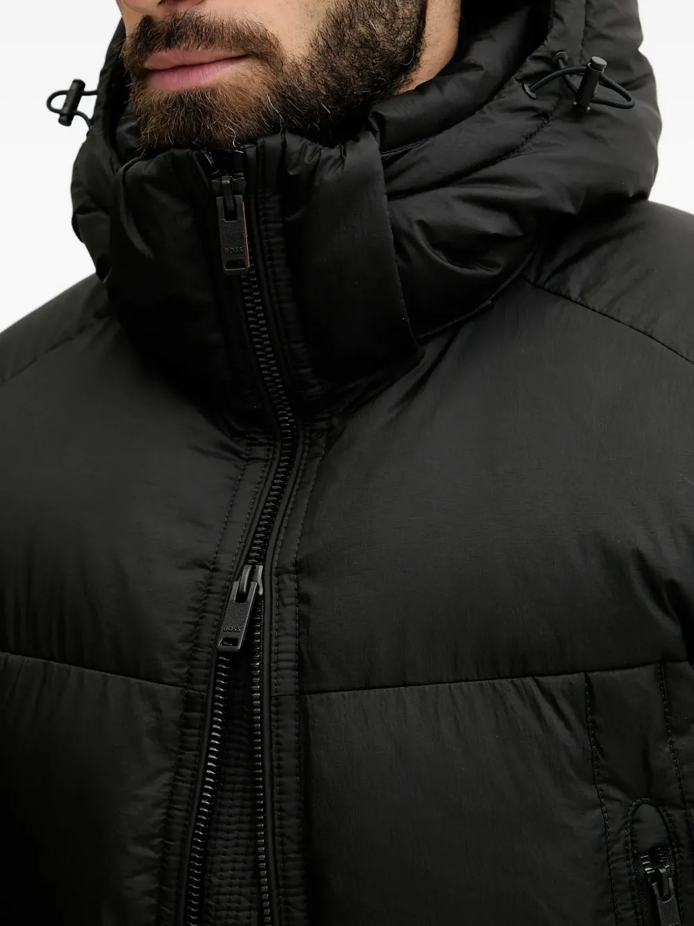 BOSS Gewatteerd jack met rits Zwart