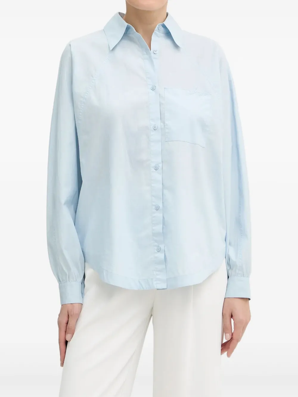 BOSS chest-pocket long-sleeve top - Blu