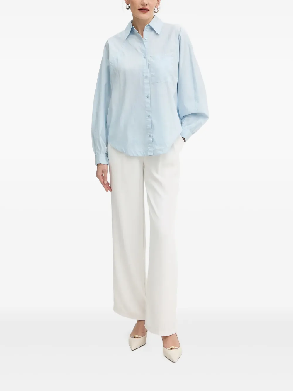 BOSS Top met borstzak en lange mouwen - Blauw