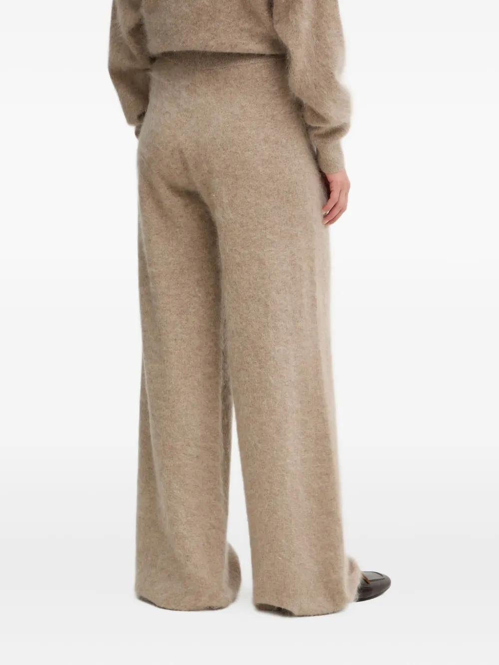 Hugo Boss Washed-cashmere Trousers With Wide Leg In Brown