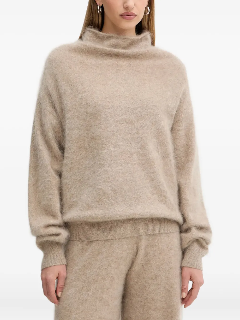 Hugo Boss Funnel-neck Sweater In Neutral