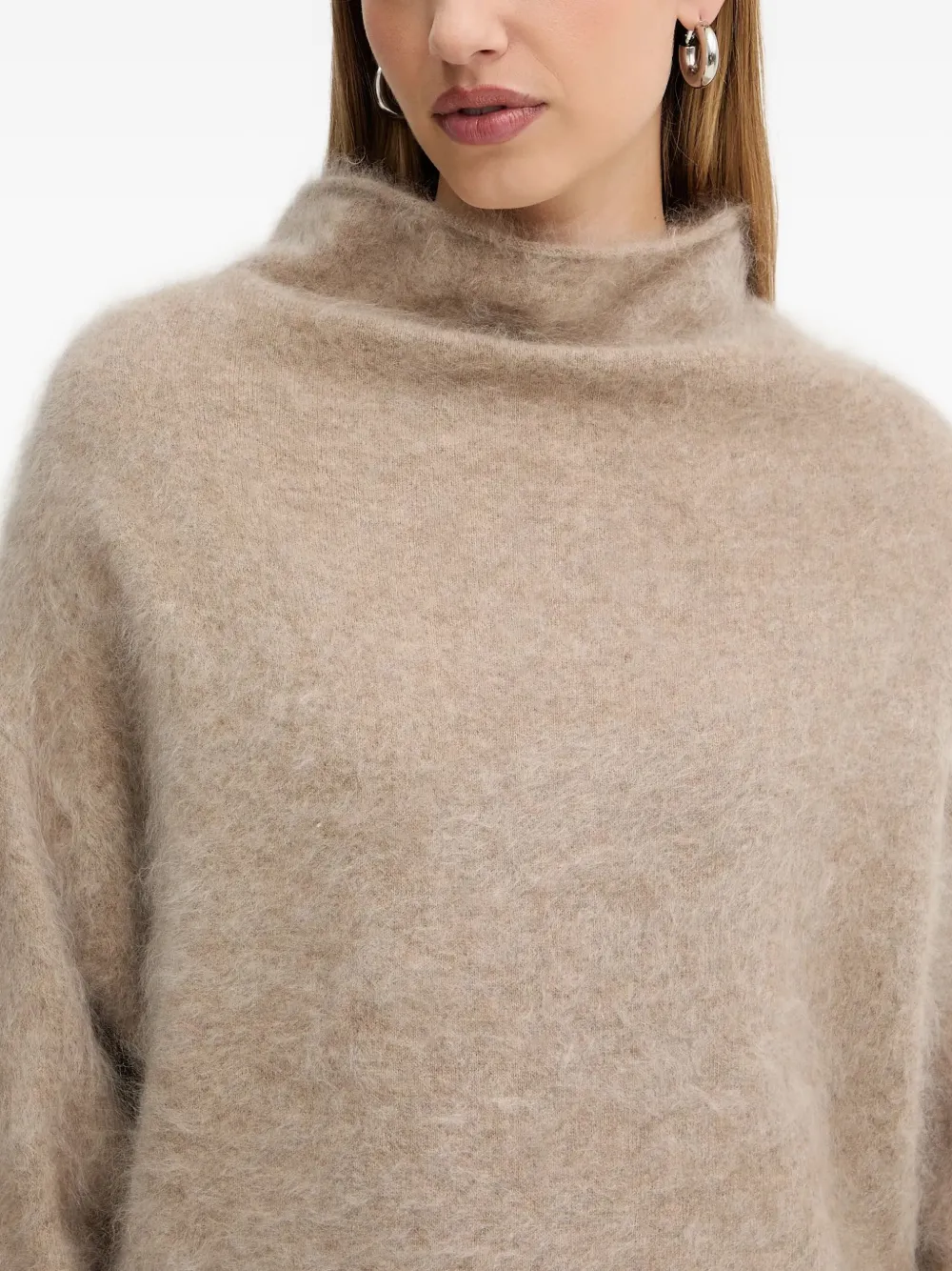 Hugo Boss Funnel-neck Sweater In Neutral