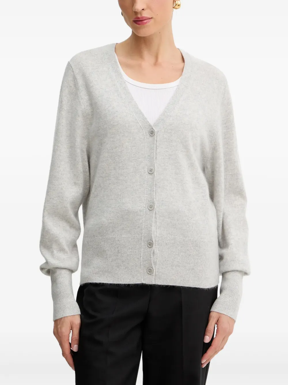 BOSS buttoned V-neck cardigan - Grigio