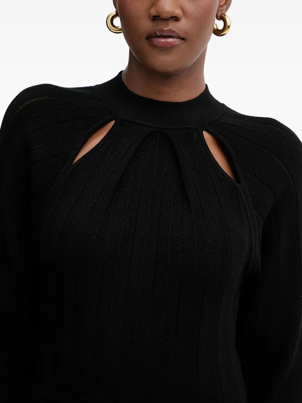 Hugo Boss Cut-out Long-sleeves Mini Dress In Black