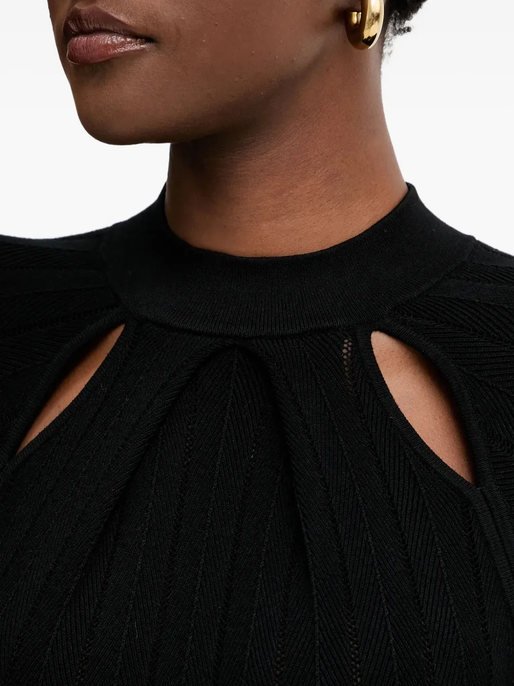 Hugo Boss Cut-out Long-sleeves Mini Dress In Black