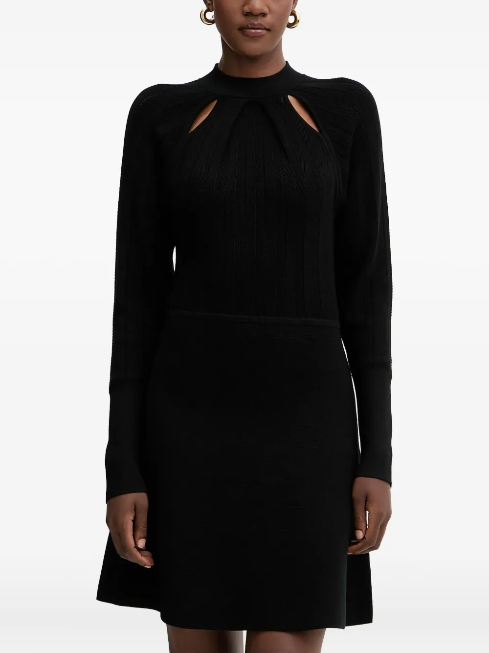 Hugo Boss Cut-out Long-sleeves Mini Dress In Black