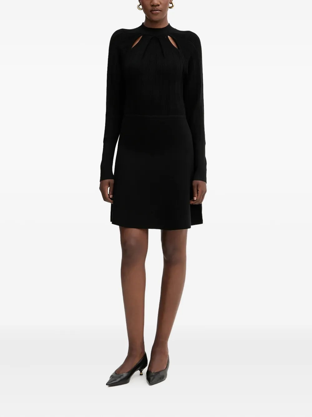 BOSS Mini-jurk met lange mouwen en uitgesneden details - Zwart