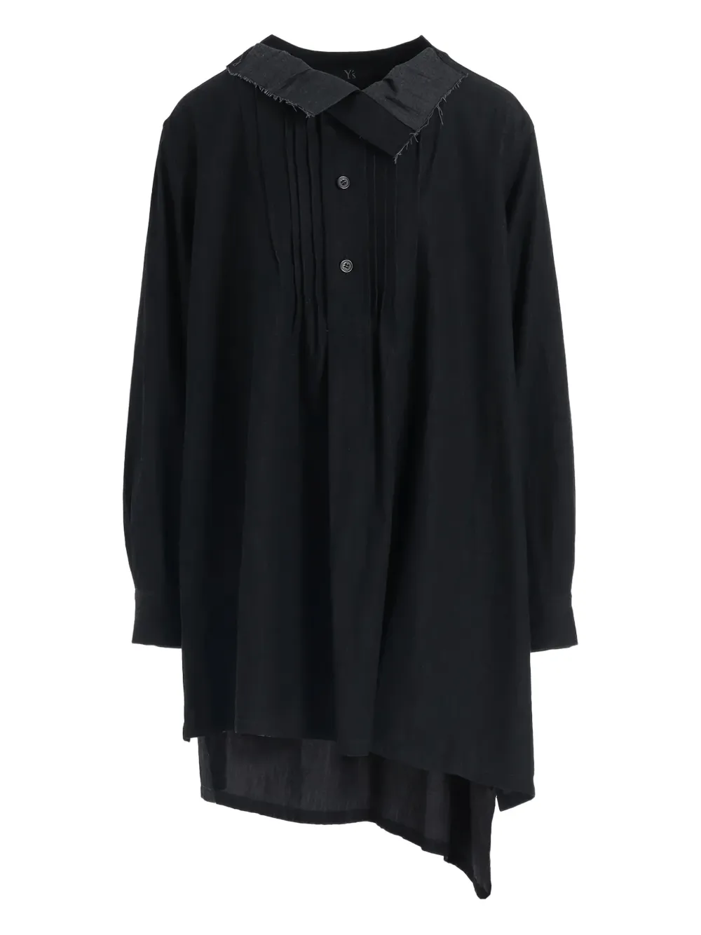 Y's Button-placket Asymmetric Blouse In Black