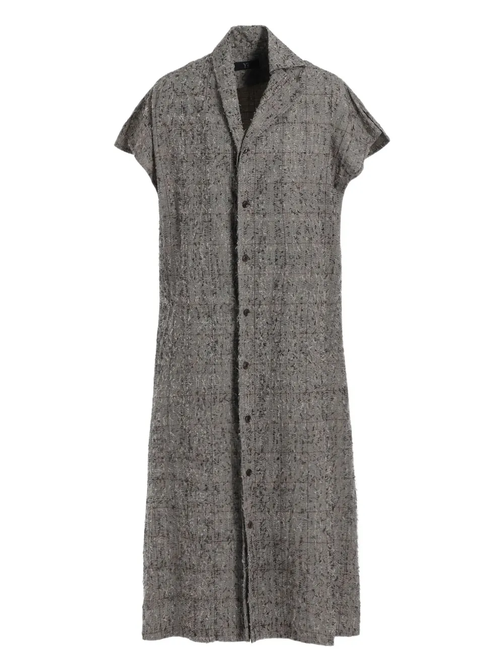 Y's buttoned short-sleeve midi dress - グレー Y's buttoned short-sleeve midi dress - グレー
