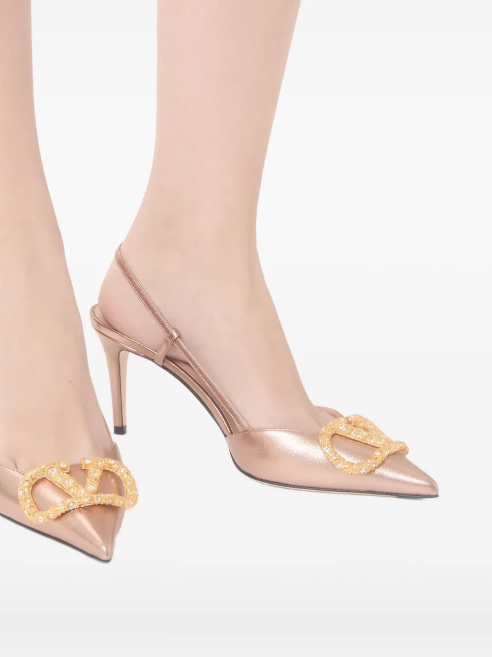 Valentino Garavani 80 mm VLogo Signature slingback pumps Roze