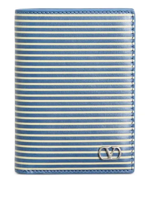 Valentino Garavani striped-logo card holder