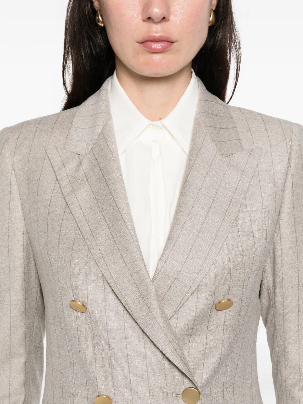 细条纹双排扣西装套装