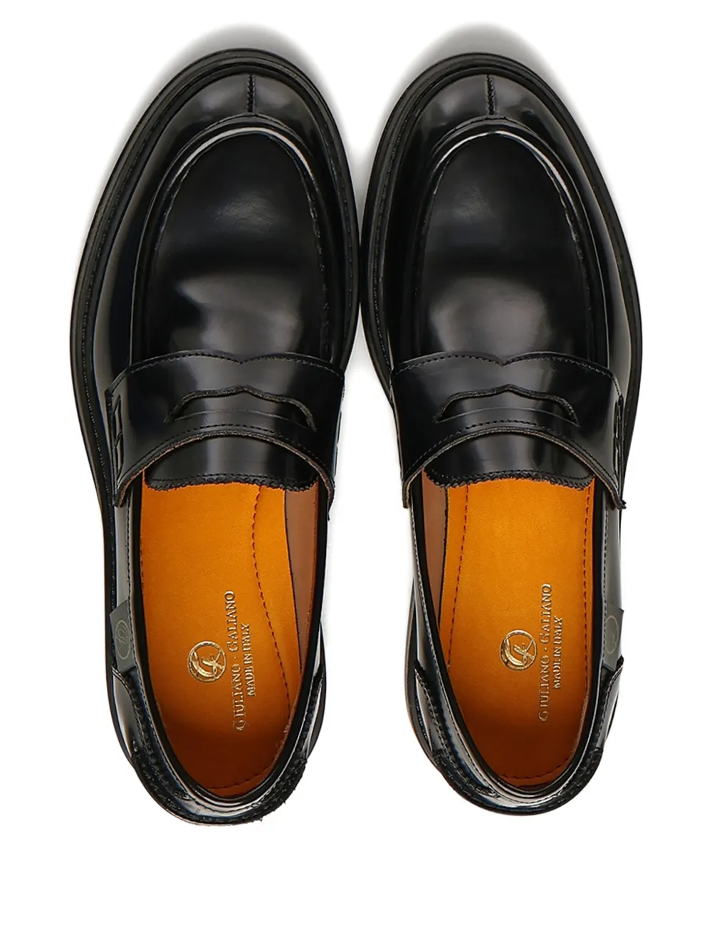 Giuliano Galiano Kobra loafers met penny slot Zwart