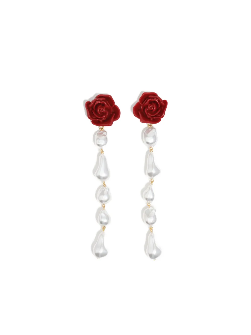 Bimba y Lola aretes de rosa con perla artificial | blanco | Image 1